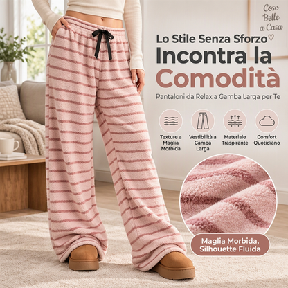 ⏰ Beliebt und bald ausverkauft!⏰Pantaloni a zampa gamba larga a righe in peluche doppio da donna