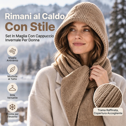 🔥 Solo oggi: 50% di sconto! Sciarpa con cappuccio in maglia termica 2 in 1 da donna