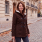 Cappotto invernale da donna con cappuccio e bottoni a fibbia