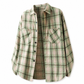 Camicia a quadri unisex casual, vestibilità morbida, con chiusura a bottoni per uomo e donna