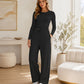 Set da donna con top a maniche lunghe e pantaloni a gamba larga