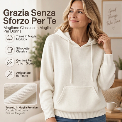 ⏰ Il conto alla rovescia è iniziato – 50% di sconto solo per altri 3 giorni! Maglione lavorato a maglia con cappuccio casual da donna
