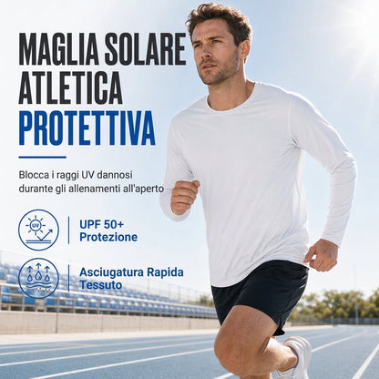 Maglietta a maniche lunghe da uomo, a collo rotondo, ad asciugatura rapida