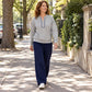 Set da donna con top a maniche lunghe mezza zip e pantaloni a gamba larga