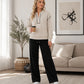 Set da donna con top a maniche lunghe mezza zip e pantaloni a gamba larga