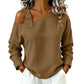 Blusa da Donna Casual in Tinta Unita, in Tessuto di Cotone e Lino, Monospalla