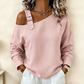 Blusa da Donna Casual in Tinta Unita, in Tessuto di Cotone e Lino, Monospalla