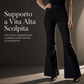Jeans a zampa da donna a vita alta in denim, modello slim fit classico nero, pantaloni con cinque tasche
