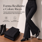 Jeans a zampa da donna a vita alta in denim, modello slim fit classico nero, pantaloni con cinque tasche