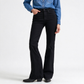 Jeans a zampa da donna a vita alta in denim, modello slim fit classico nero, pantaloni con cinque tasche