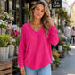 ✨Nuovi arrivi!✨Maglia da donna a maniche lunghe con scollo a V in tessuto a nido d'ape