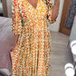 Bohemian Casual Print V-neck Long Dress